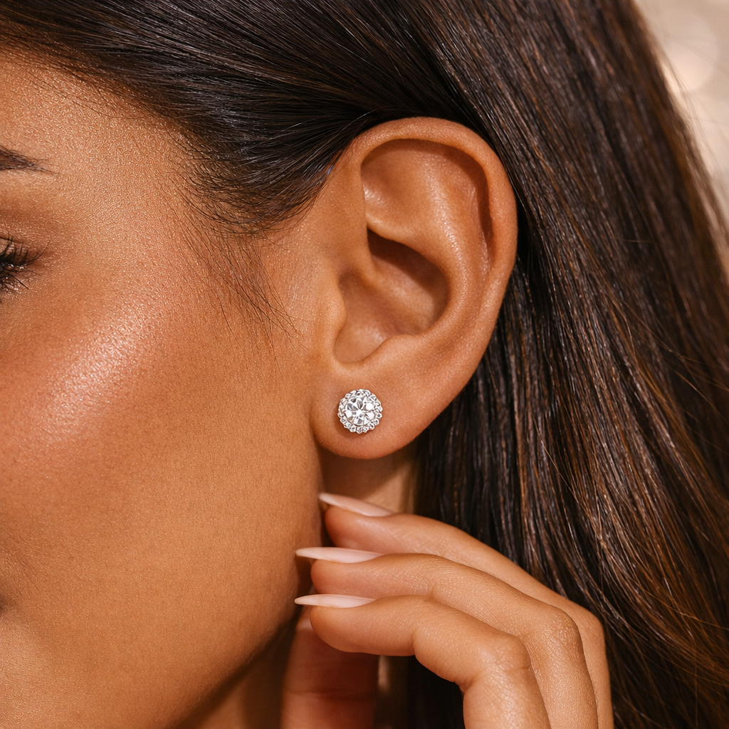 925 Sterling Silver Lab -Grown Diamond Earrings