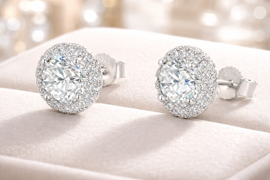 925 Sterling Silver Lab -Grown Diamond Earrings